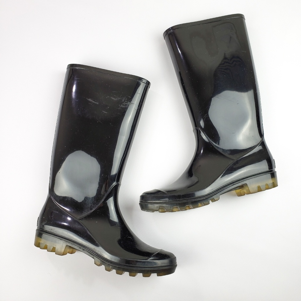 Coach Black Pixy Rain Boots Womens US Size 8